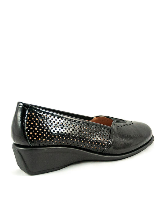 Lackleder Damen Mokassins in Schwarz Farbe
