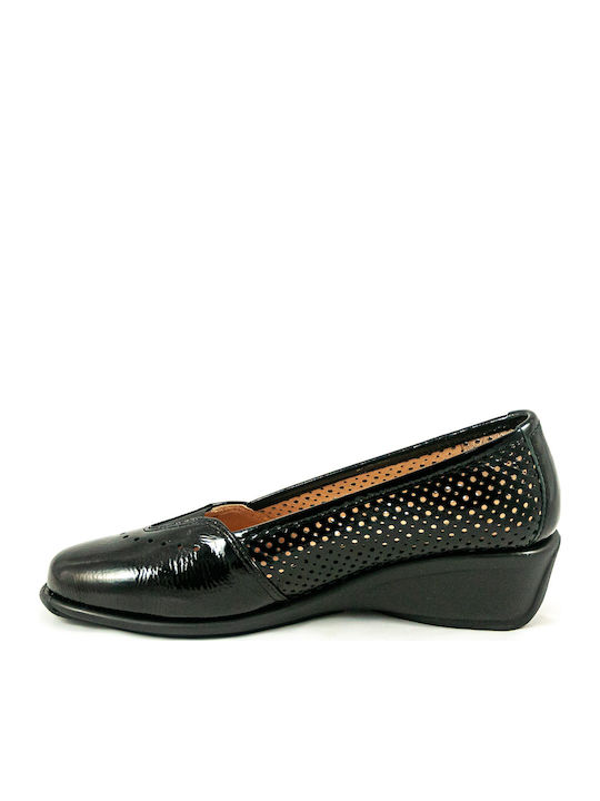 Lackleder Damen Mokassins in Schwarz Farbe