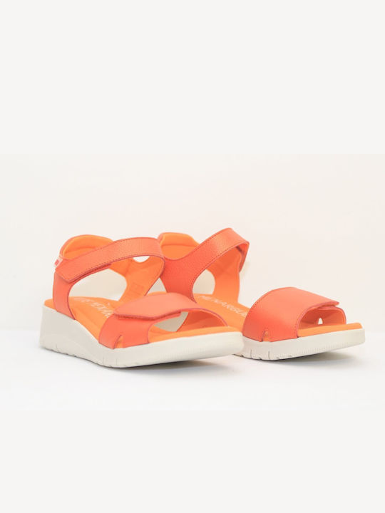 Pepe Menargues Women's Leather Ankle Strap Platforms Orange