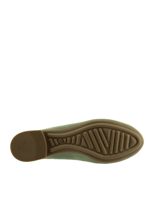 Leather Women's Loafers in Green Color