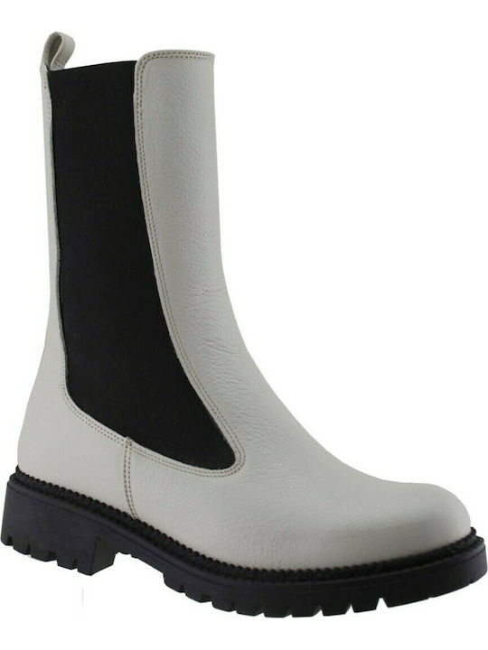 Stefania Women's Leather Boots White