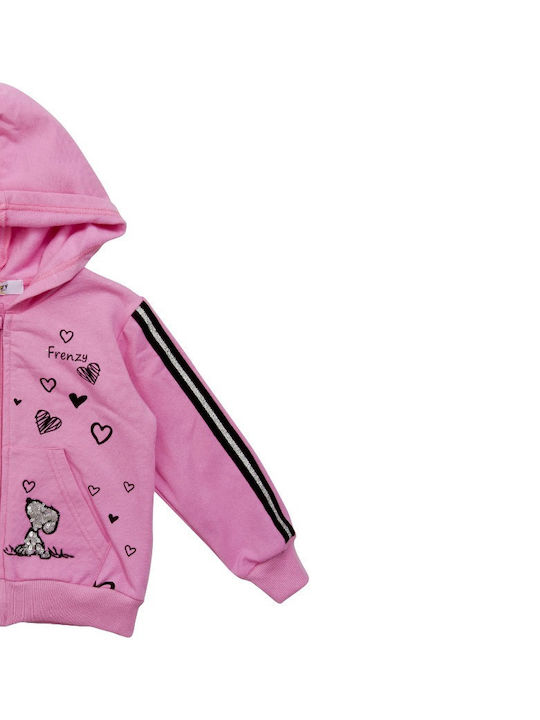 Frenzy Kids Sweatshirt Cardigan with Hood Pink