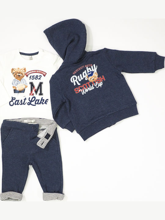 Kids Sweatshirt Cardigan with Hood and Pockets Navy Blue