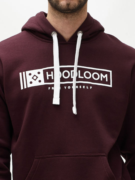 HoodLoom Men's Sweatshirt with Hood and Pockets Burgundy