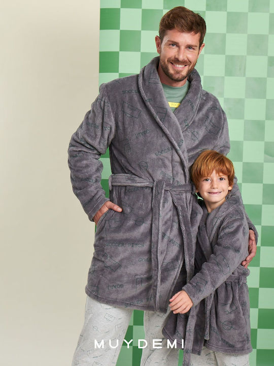 Muydemi Kinder Bademantel Winterlich Fleece Gray Muydemi Kinder Bademantel Winterlich Fleece Gray