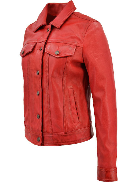 Dermatina 100 Leather Jacket Biker Leather Red