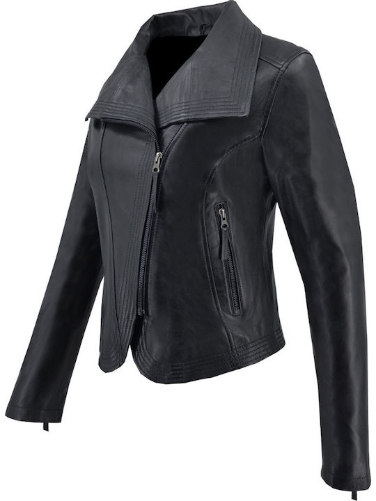 Piele Jachetă de femei Biker Jacket Negru