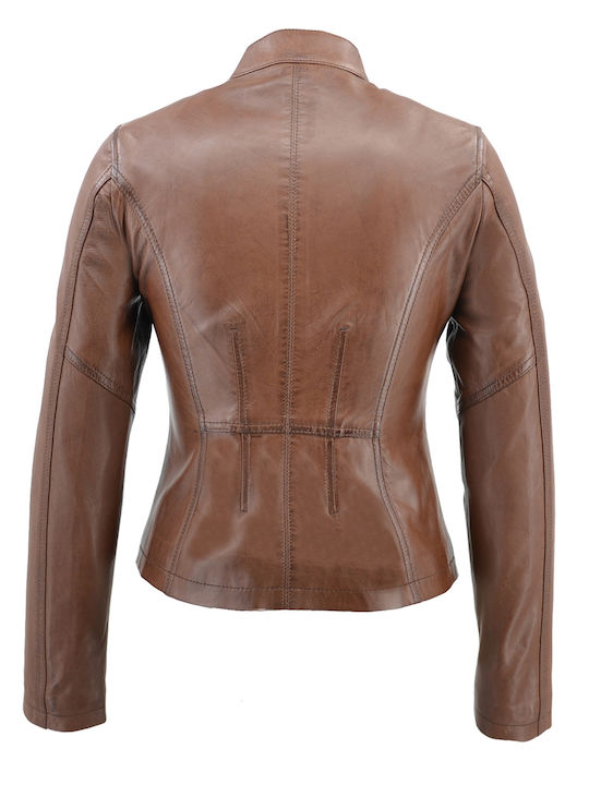 Δερμάτινο Γυναικείο Biker Jacket Ταμπά