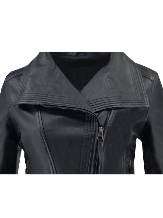 Piele Jachetă de femei Biker Jacket Negru