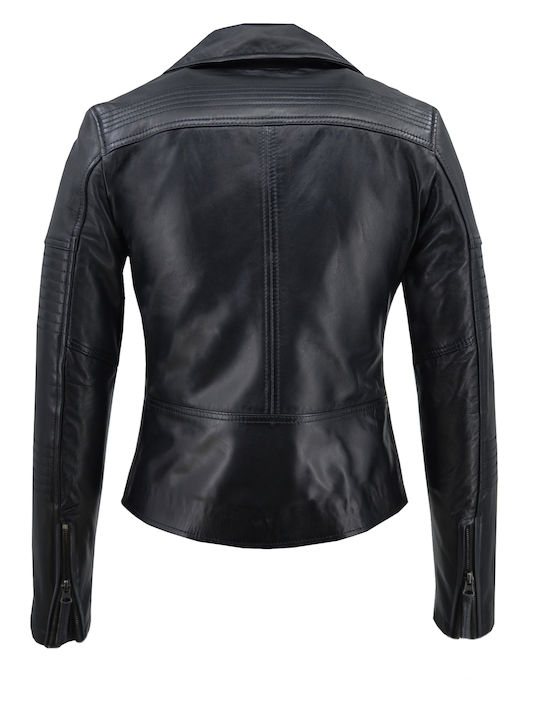Δερμάτινο Γυναικείο Biker Jacket Μαύρο