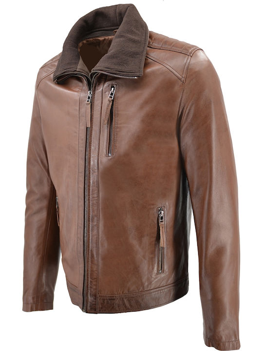 Leather Jacket Biker Brown
