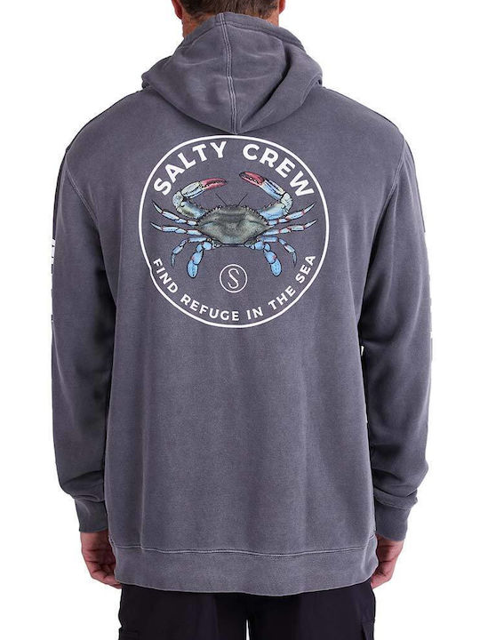 Salty Crew Herren Sweatshirt Jacke mit Kapuze und Taschen Schwarz