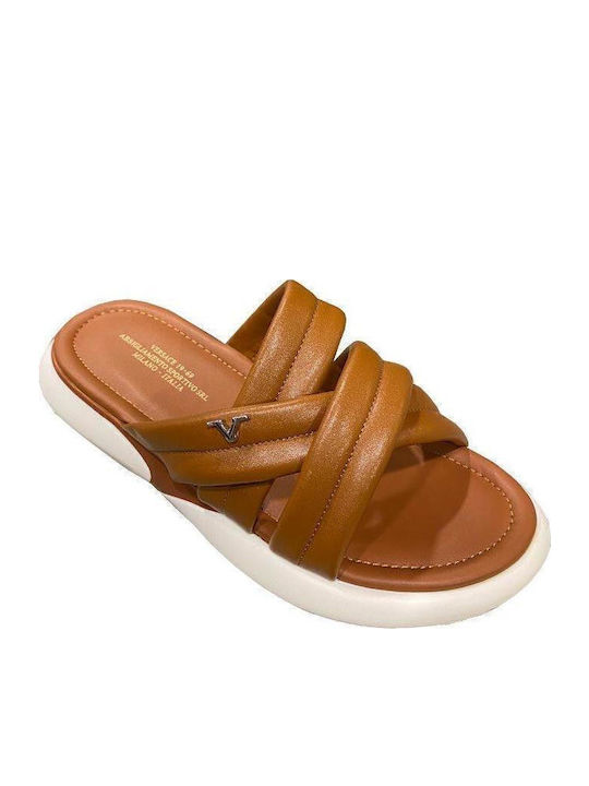 Women's Flat Sandals in Tabac Brown Color