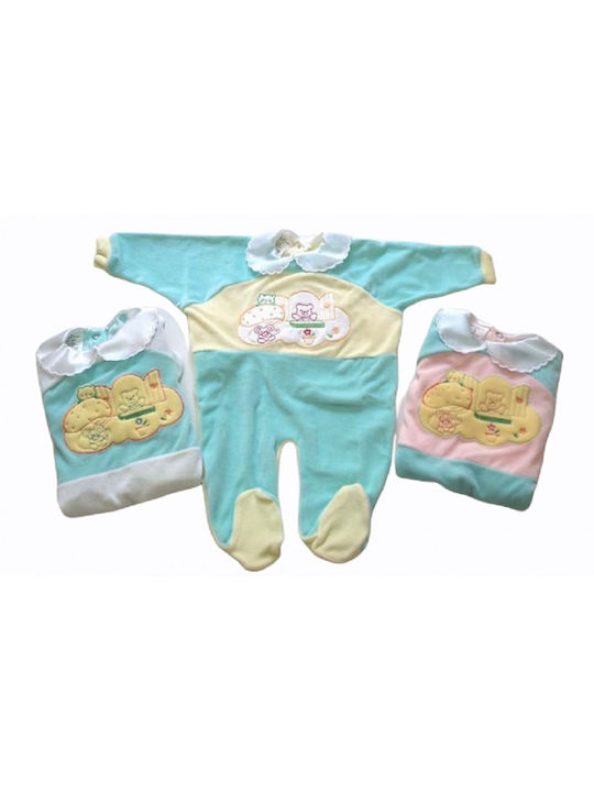 Afoi Giannakopouloi Baby Bodysuit Set Long-Sleeved Light Blue