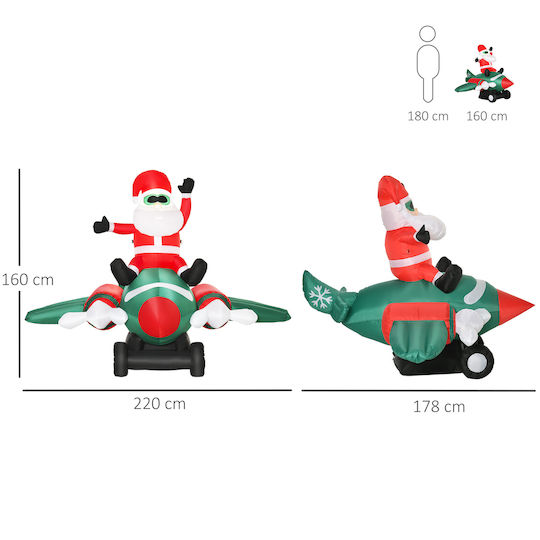 Outdoor Inflatable Illuminated Santa Claus Electric 220x178x160cm