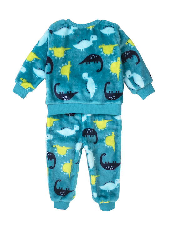 Minoti Kids Pajamas Winter Fleece Turquoise