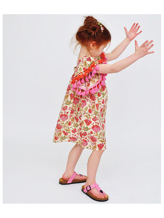 Brims and Trims Kids Dress Floral Short Sleeve Multicolour