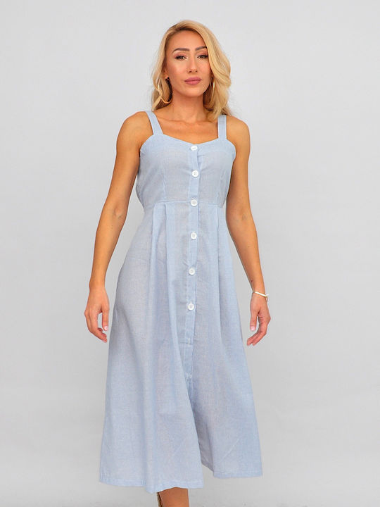 Sommer Midi Hemdkleid Hellblau