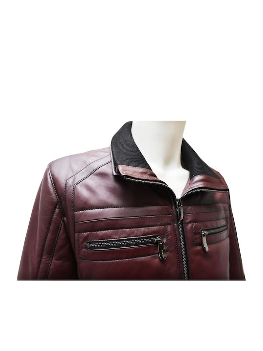 Dermatina 100 Leather Jacket Burgundy