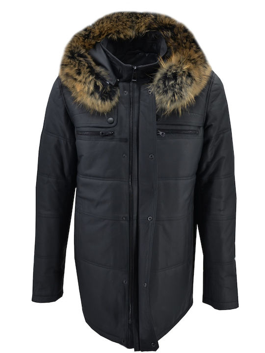 Δερμάτινα 100 Herren Winter Jacke Lässig Μαύρο (Black)