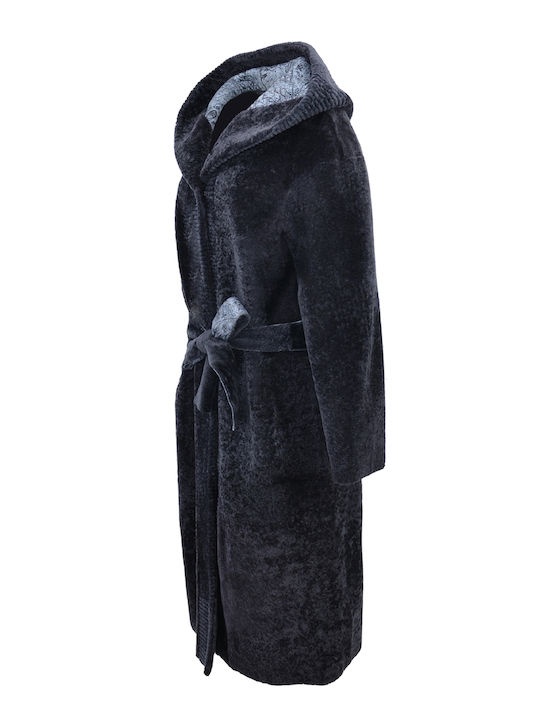 Mouton Women's Gray Coat with Hood