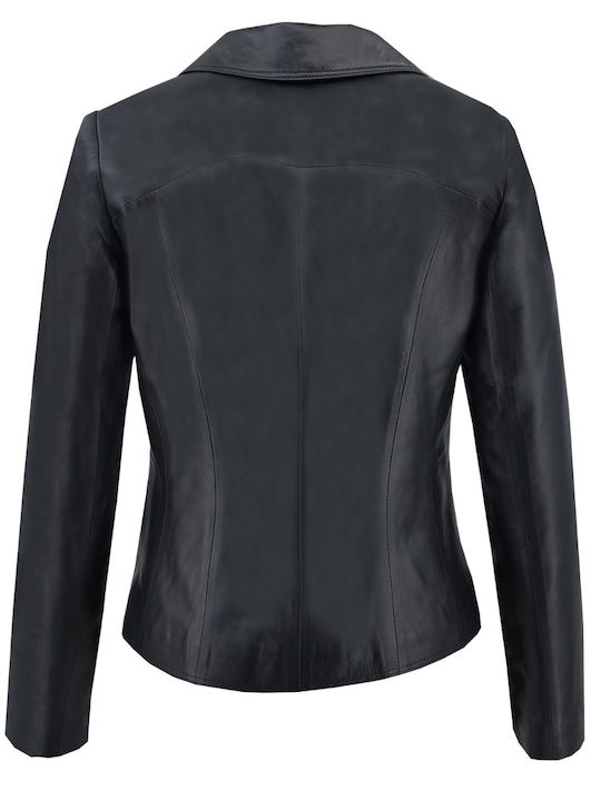 Dermatina 100 Women's Leather Waisted Blazer Black
