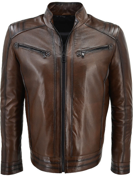 Lederjacke Jacke Biker Braun