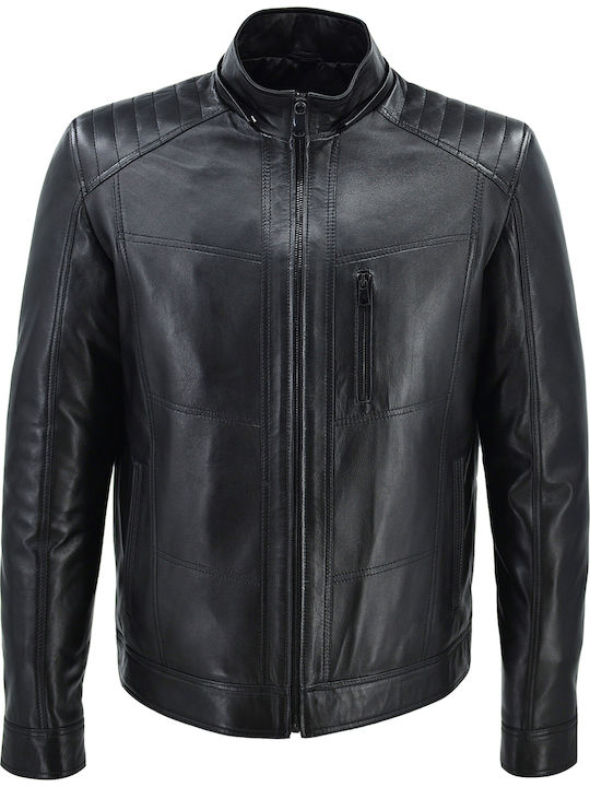 Δερμάτινα 100 Herren Winter Jacke Leder Schwarz