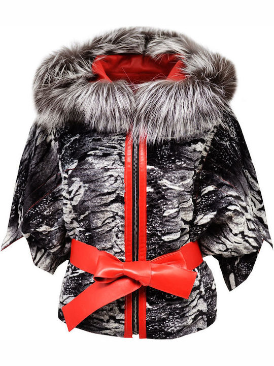 Women's Short Lifestyle Leather Jacket for Winter Red