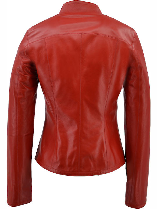 Piele Jachetă de femei Biker Jacket Roșu