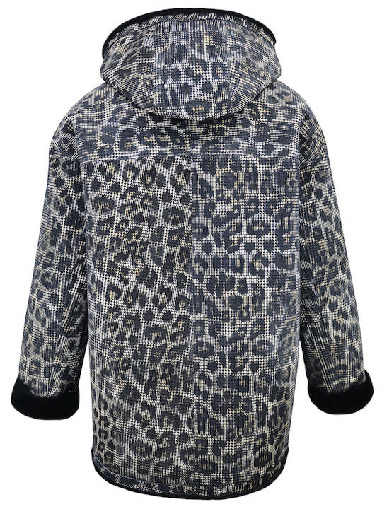 Women's Short Lifestyle Jacket Double Sided for Winter with Hood Black
