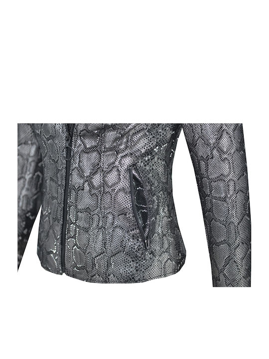 Damen Bikerjacke Silber