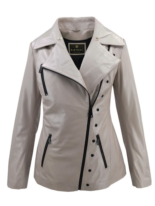 Dermatina 100 Women's Short Lifestyle Leather Jacket for Winter Beige