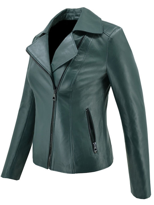 Women's Short Biker Leather Jacket for Winter Fuchsia