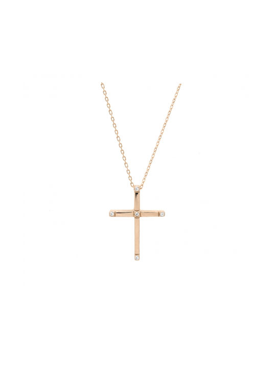 Polytimo Roségold Kreuz 14K mit Kette