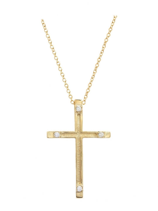 Polytimo Women's Gold Cross 14K with Chain