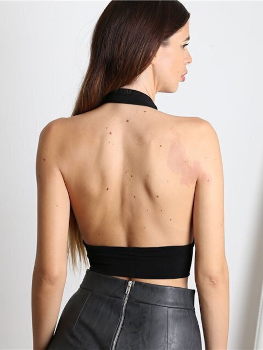Γυναικείο Καλοκαιρινό Crop Top Αμάνικο Μαύρο