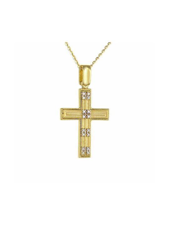 Ioannis Kosmima Women's Gold Cross 14K Double Sided with Chain