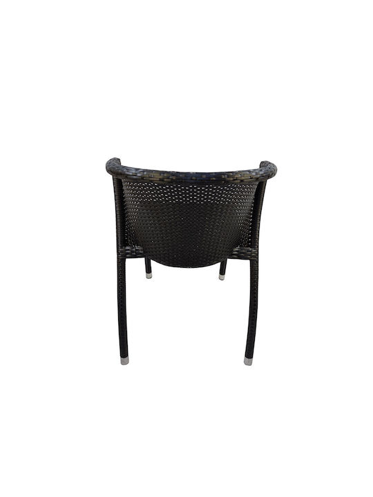 Πολυθρόνα Εξωτερικού Χώρου Rattan Μαύρη 52x46x80εκ.