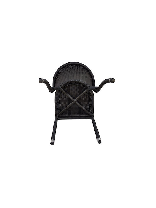 Πολυθρόνα Εξωτερικού Χώρου Rattan Μαύρη 52x46x80εκ.