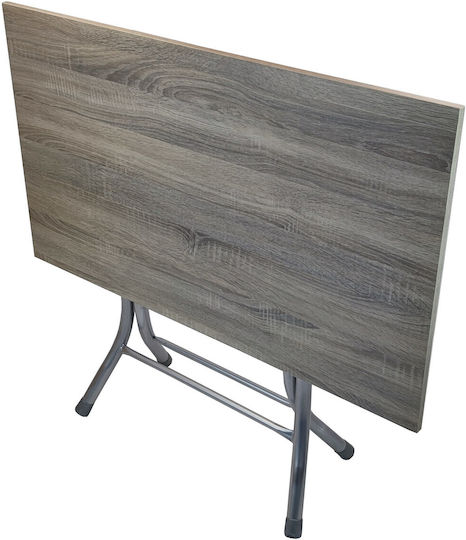 Table Kitchen Collapsible Wooden with Metal Frame Ashtray 100x60x73cm