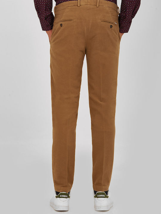 Markup Men's Trousers Chino in Slim Fit Brown