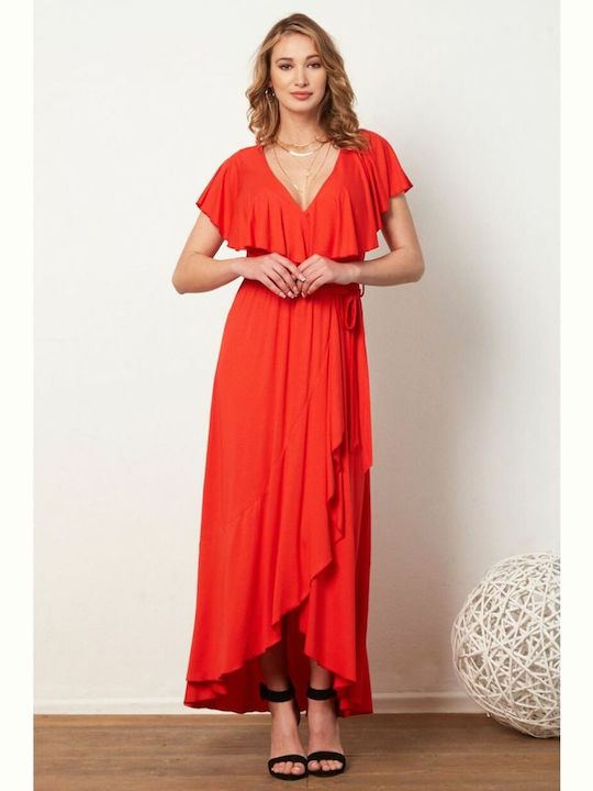 Anna Raxevsky Sommer Maxi Kleid Wickel Rot