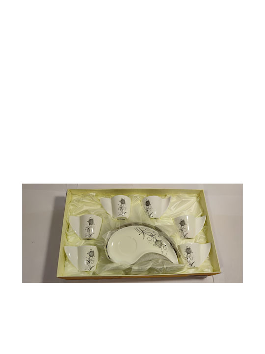 Epiplo-Fos Set Tassen Kaffee aus Porzellan Weiß 90ml 6Stück
