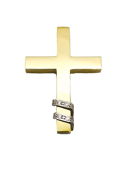 Kosmima1 Damen Gold Kreuz 14K mit Kette