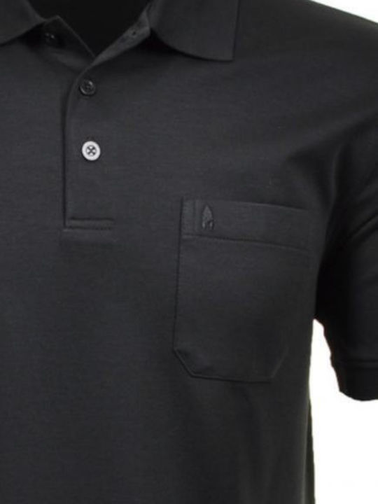 Ragman Men's Short Sleeve Blouse Polo Black