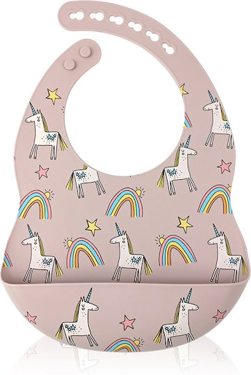 Baby Donkey Αδιάβροχη Σαλιάρα Σιλικόνης ροζ
