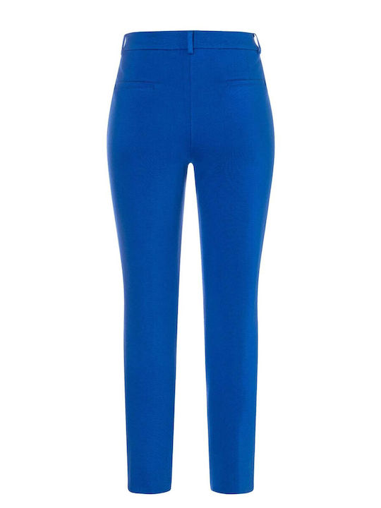 Women's High-waisted Fabric Trousers Blue