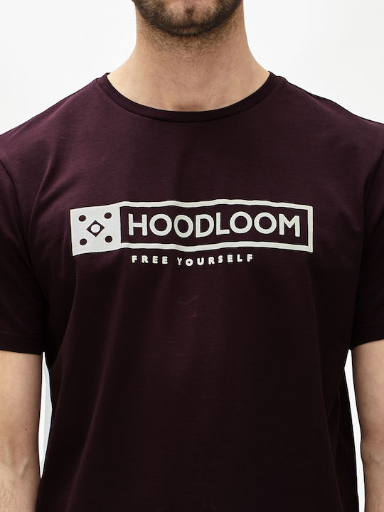 HoodLoom Ανδρικό T-shirt Κοντομάνικο Μπορντό