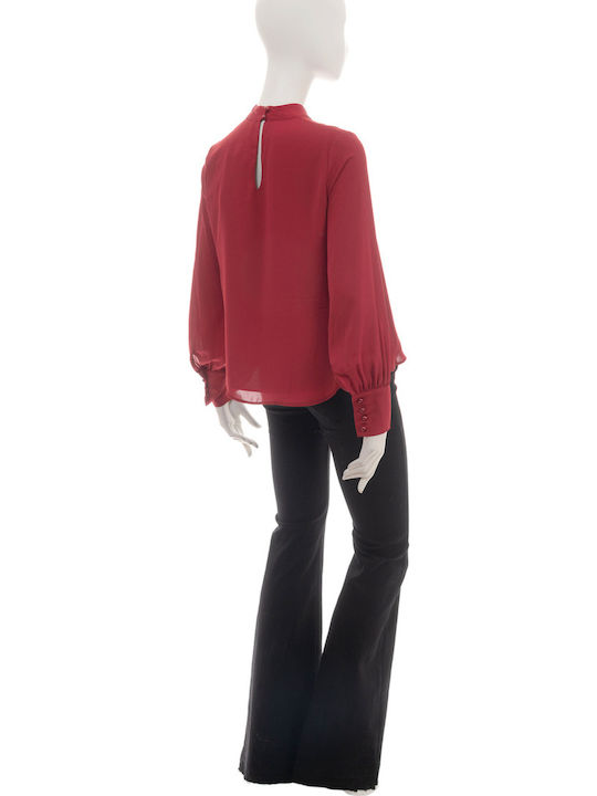 Damen Bluse Langärmelig Rot